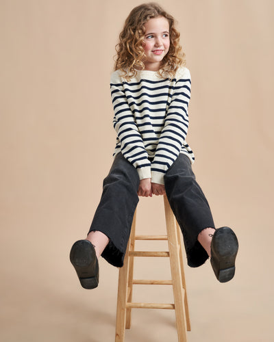 Made especially for our littlest (and mightiest) generation, our Marini Sweater is a shrunken down version of our best-selling adult Marin Sweater, now available for kids. We swapped our signature wool/cashmere blend to 100% cotton for kid’s comfort and ease so the only cycle you need to remember is throw on, throw off, laundry, repeat.