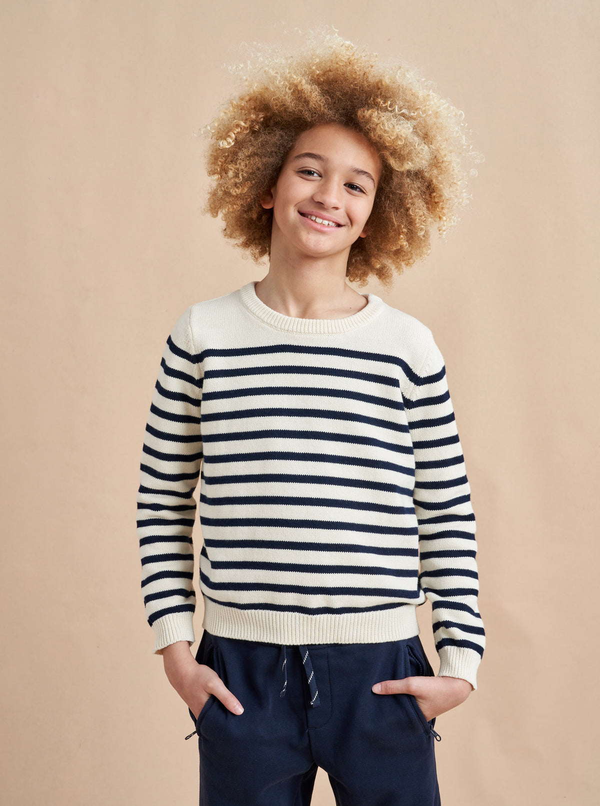 Made especially for our littlest (and mightiest) generation, our Marini Sweater is a shrunken down version of our best-selling adult Marin Sweater, now available for kids. We swapped our signature wool/cashmere blend to 100% cotton for kid’s comfort and ease so the only cycle you need to remember is throw on, throw off, laundry, repeat.