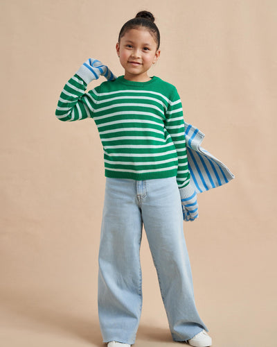 Made especially for our littlest (and mightiest) generation, our Marini Sweater is a shrunken down version of our best-selling adult Marin Sweater, now available for kids. We swapped our signature wool/cashmere blend to 100% cotton for kid’s comfort and ease so the only cycle you need to remember is throw on, throw off, laundry, repeat.