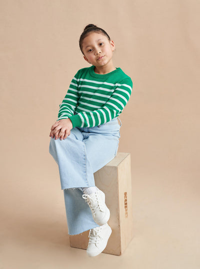 Made especially for our littlest (and mightiest) generation, our Marini Sweater is a shrunken down version of our best-selling adult Marin Sweater, now available for kids. We swapped our signature wool/cashmere blend to 100% cotton for kid’s comfort and ease so the only cycle you need to remember is throw on, throw off, laundry, repeat.