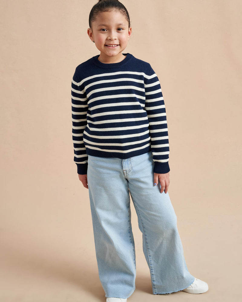 Made especially for our littlest (and mightiest) generation, our Marini Sweater is a shrunken down version of our best-selling adult Marin Sweater, now available for kids. We swapped our signature wool/cashmere blend to 100% cotton for kid’s comfort and ease so the only cycle you need to remember is throw on, throw off, laundry, repeat.