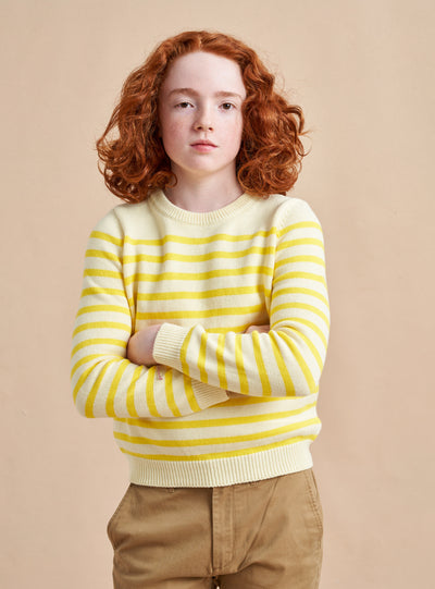 Made especially for our littlest (and mightiest) generation, our Marini Sweater is a shrunken down version of our best-selling adult Marin Sweater, now available for kids. We swapped our signature wool/cashmere blend to 100% cotton for kid’s comfort and ease so the only cycle you need to remember is throw on, throw off, laundry, repeat.