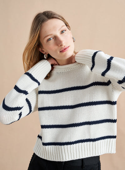 Your favorite Mini Marin Sweater now in comfy cotton. Our newest member of the sweater family features a rollneck in that cropped yet chunky weight yo