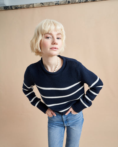 Your favorite Mini Marin Sweater now in comfy cotton. Our newest member of the sweater family features a rollneck in that cropped yet chunky weight you know and love us for.