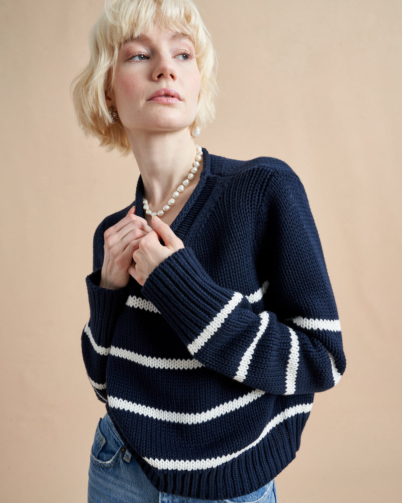 Your favorite Mini Marin Sweater now in comfy cotton. Our newest member of the sweater family features a rollneck in that cropped yet chunky weight you know and love us for.