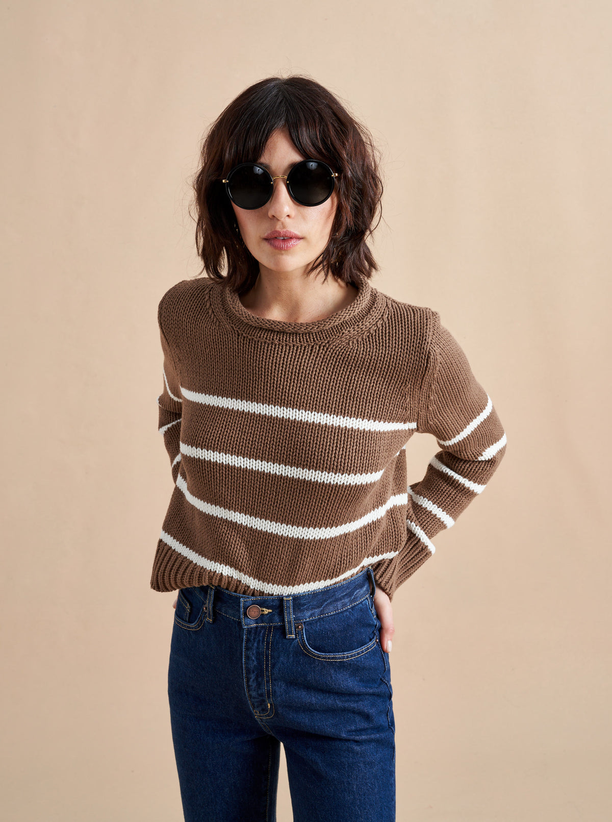 Your favorite Mini Marin Sweater now in comfy cotton. Our newest member of the sweater family features a rollneck in that cropped yet chunky weight you know and love us for.