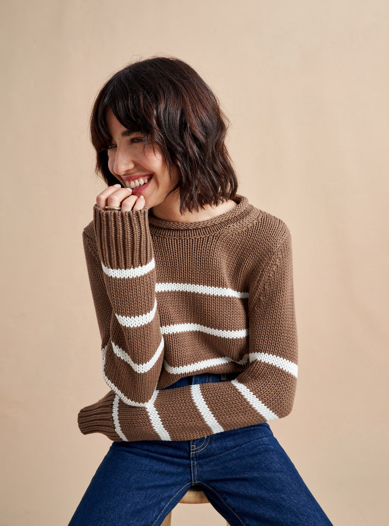 Your favorite Mini Marin Sweater now in comfy cotton. Our newest member of the sweater family features a rollneck in that cropped yet chunky weight you know and love us for.