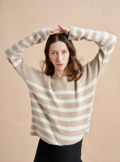 Picture of model wearing the Mini Striped Toujours Sweater
