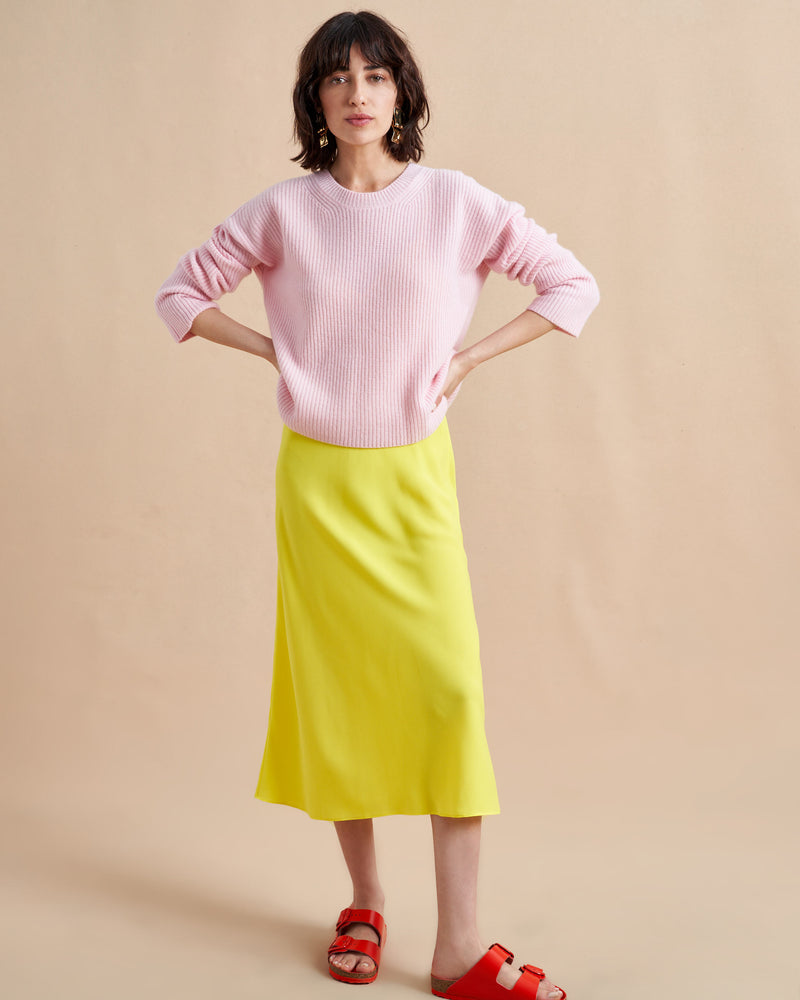 This is it. This is your everyday, never-without, take-with-you-everywhere sweater that will always have your back.Deliciously ribbed cashmere in a loose crewneck and slightly cropped silhouette means you need one in every color for tous les jours.