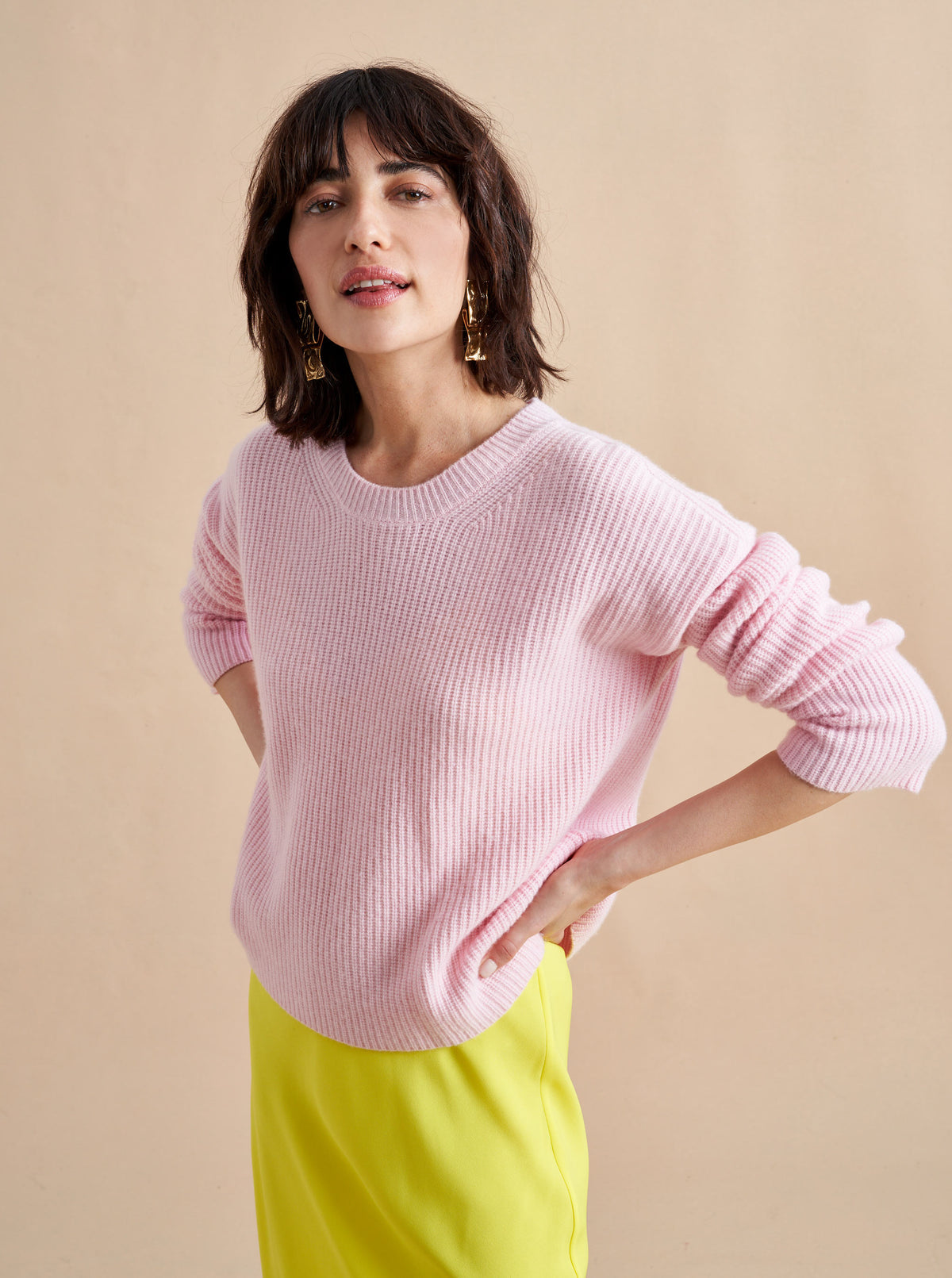 This is it. This is your everyday, never-without, take-with-you-everywhere sweater that will always have your back.Deliciously ribbed cashmere in a loose crewneck and slightly cropped silhouette means you need one in every color for tous les jours.