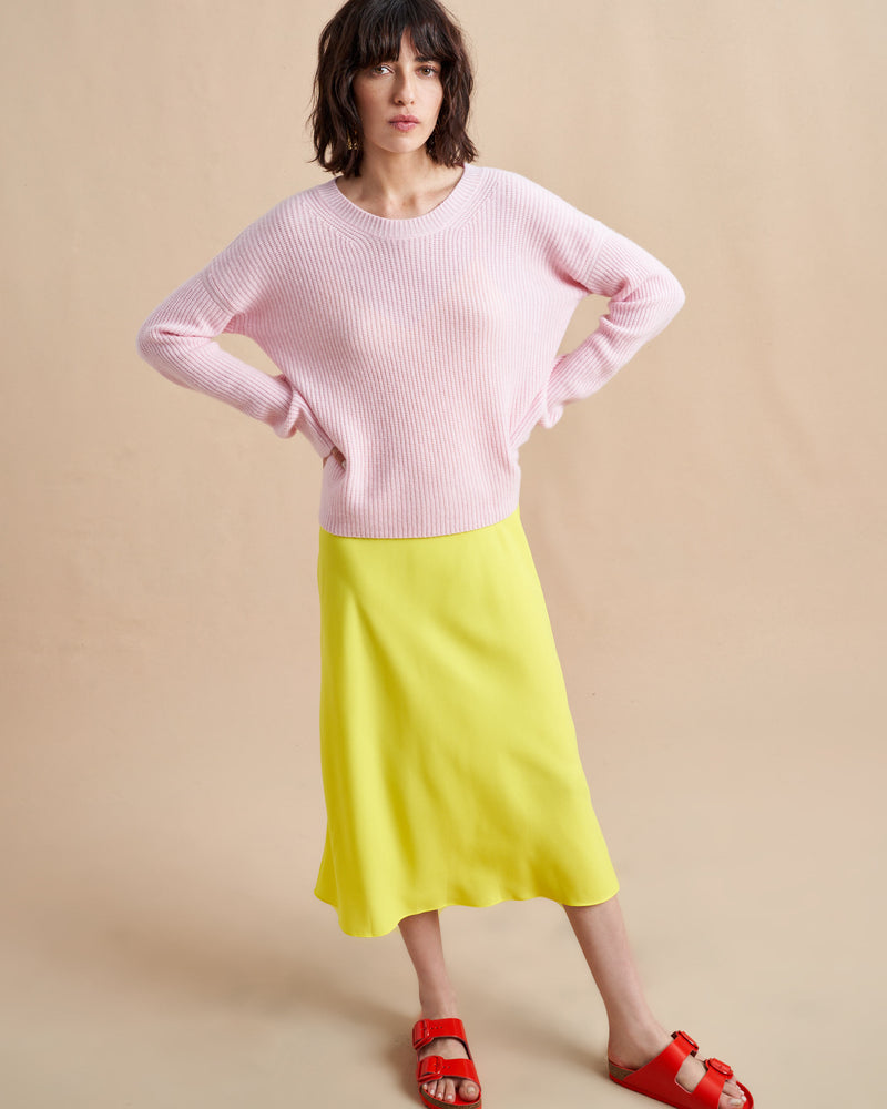 This is it. This is your everyday, never-without, take-with-you-everywhere sweater that will always have your back.Deliciously ribbed cashmere in a loose crewneck and slightly cropped silhouette means you need one in every color for tous les jours.