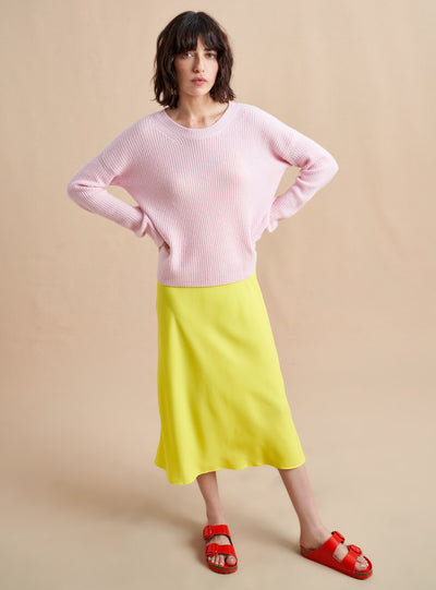 This is it. This is your everyday, never-without, take-with-you-everywhere sweater that will always have your back.Deliciously ribbed cashmere in a loose crewneck and slightly cropped silhouette means you need one in every color for tous les jours.