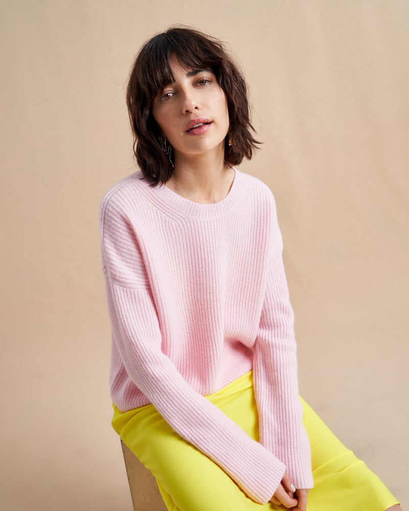 This is it. This is your everyday, never-without, take-with-you-everywhere sweater that will always have your back.Deliciously ribbed cashmere in a loose crewneck and slightly cropped silhouette means you need one in every color for tous les jours.