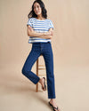 The classic, high-rise, non-stretch, straight-leg jean that gets better after each wear, never goes out of style, never disappoints and you can never get enough of, AKA The Molly jean or The Mom Jean, aptly named after our co-founder that will take you from 9 to 5, after hours and beyond.