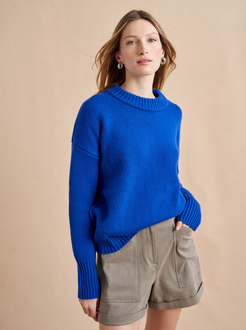 Our infamous Marin Sweater now in solid colors so get on board whether you are in the mood for all over stripes or not in our best-selling, 7-ply wool-cashmere sweater. Comfort and style, not mutually exclusive.