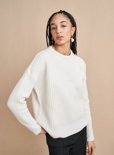 Picture of model wearing the Toujours Sweater
