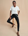 What makes the perfect tee? Why don't you ask our co-founders? Valerie's classic tee in super soft cotton is more of a boyfriend, generous fit, perfect for throwing on over her namesake, skinny jean (or any of our jeans ;-))