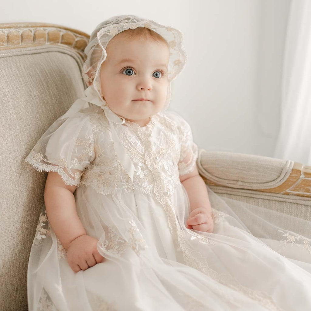 Girls Lace Baptism Gown | Kristina – Christeninggowns.com