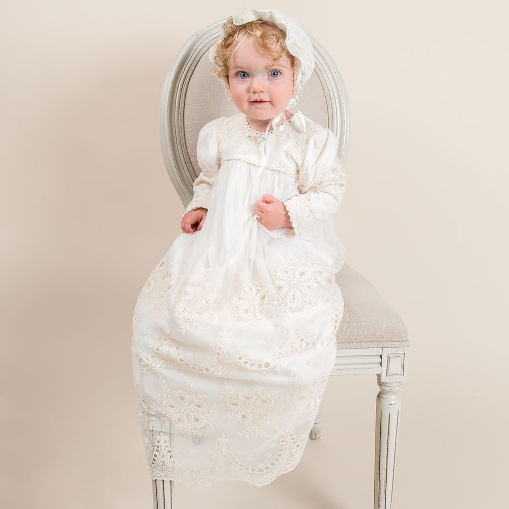 long sleeve lace christening dress