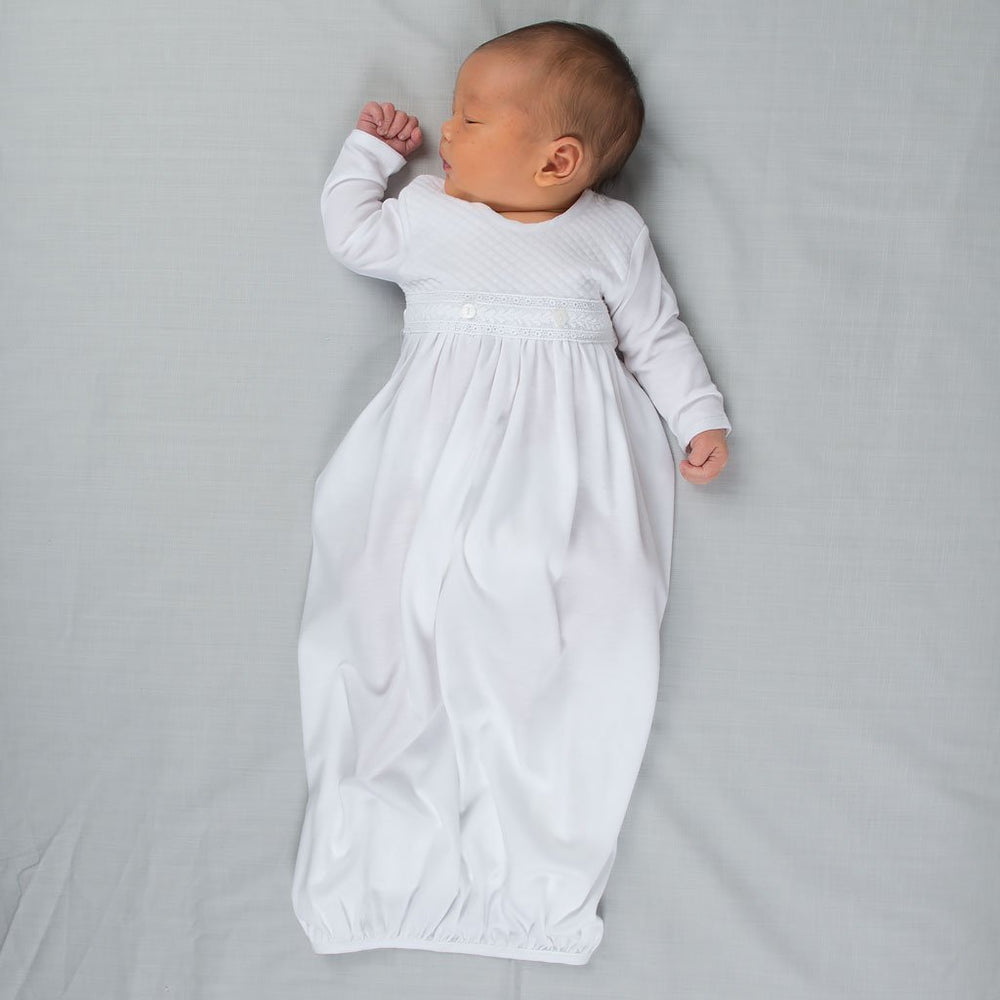 white newborn gown