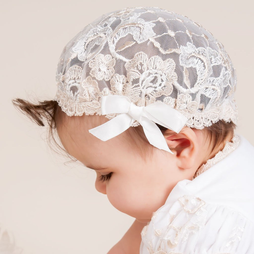 christening cap for baby girl