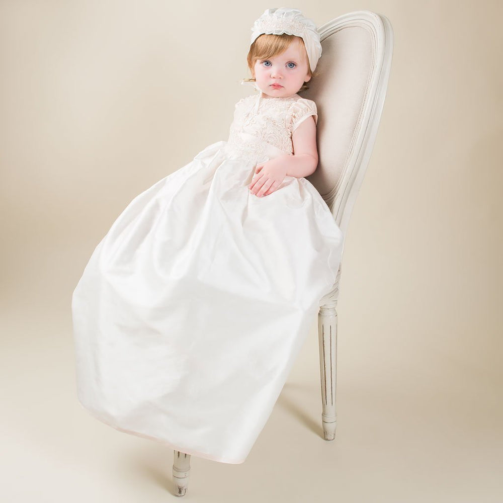 dupioni silk christening gowns