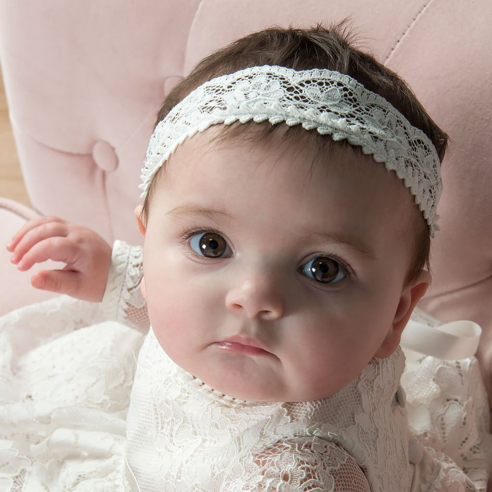 christening headband baby girl