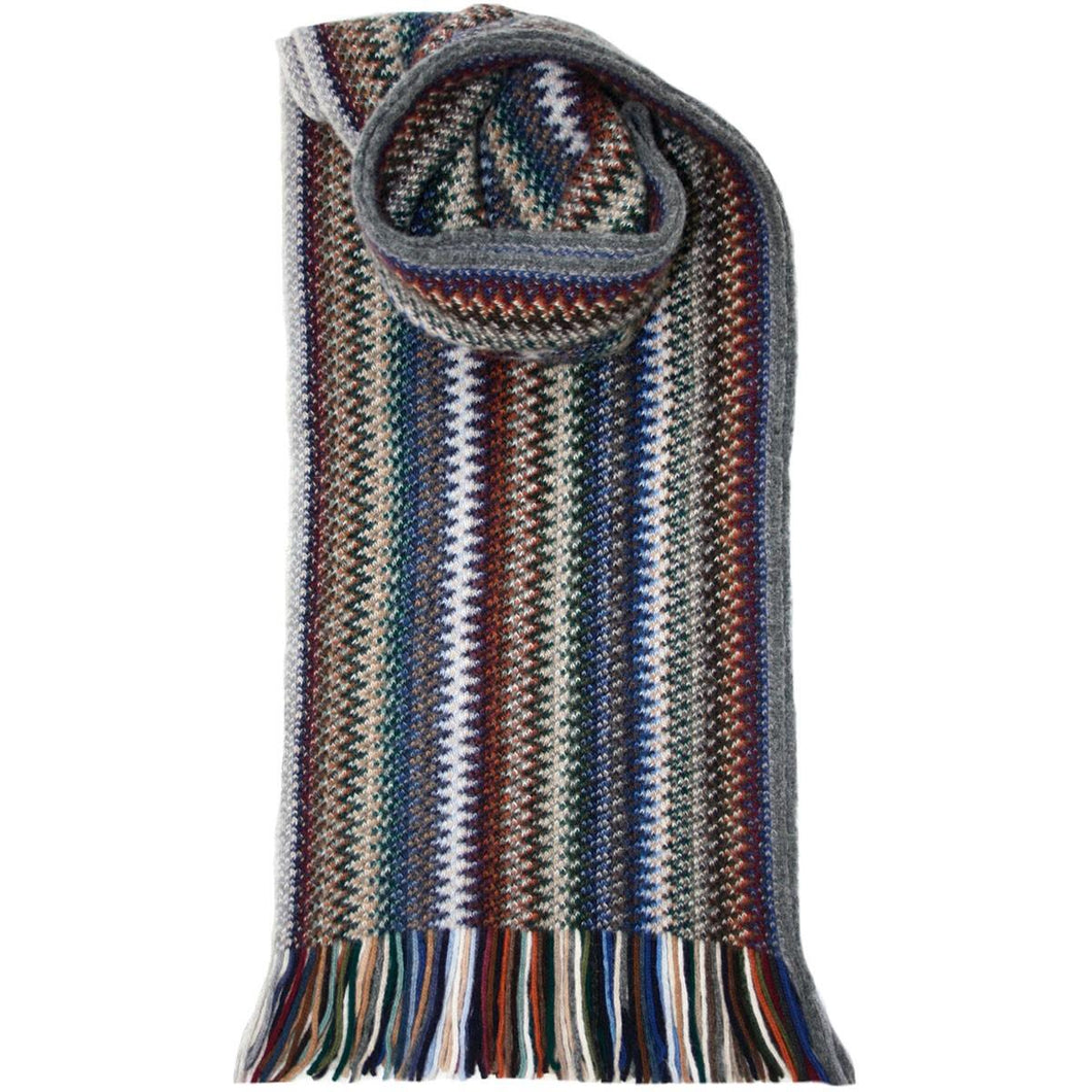 Lochcarron | Zig Zag Knitted Wool Scarf – Cappuccino