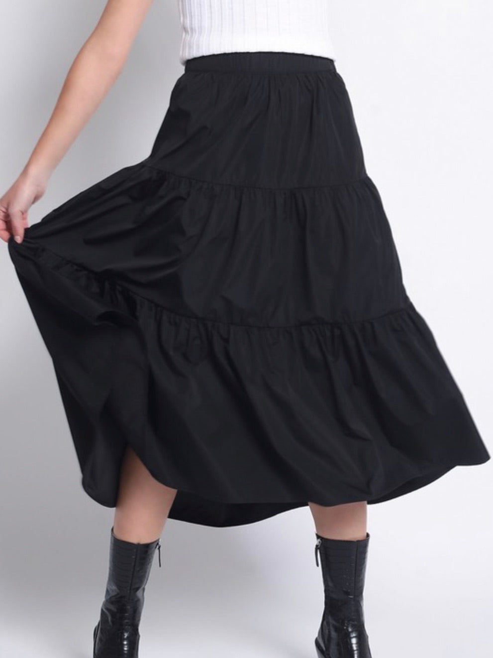 Black Tiered Midi Skirt – Ah Là Laà Lifestyle Boutique