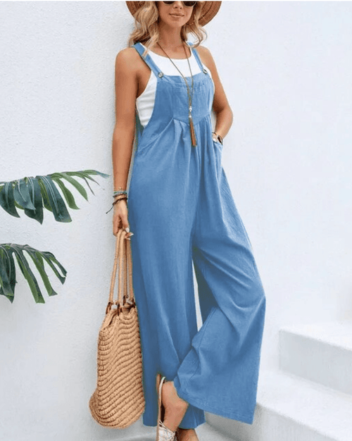 ALL-SEASON CHIC: WIDE LEG SOLID JUMPSUIT