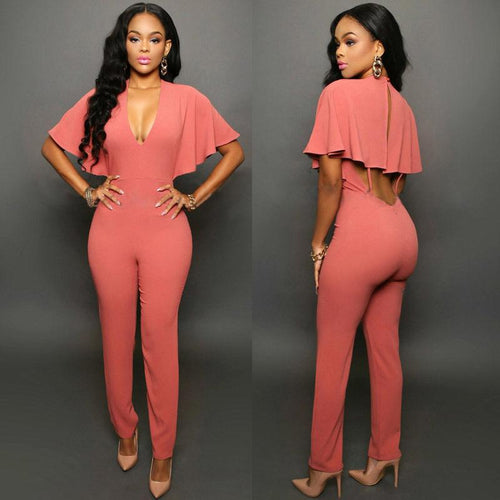 CAPED BACKLESS JUMPSUIT
