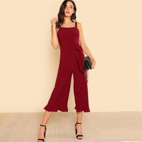 CHIC ANKLE RUFFLE JUMPSUIT