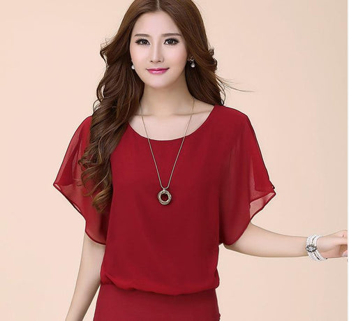 CHIFFON BLOUSE WITH BATWING SLEEVES