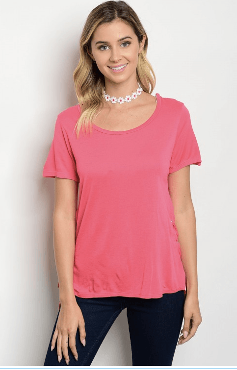 CORAL SIDE LACE-UP TOP