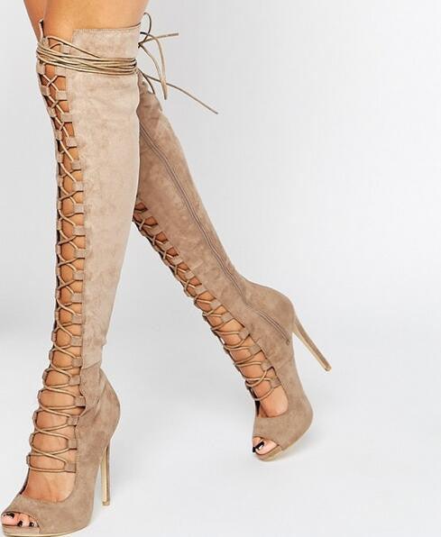 GLADIATOR PUMP LACE-UP OVER-THE-KNEE BOOT
