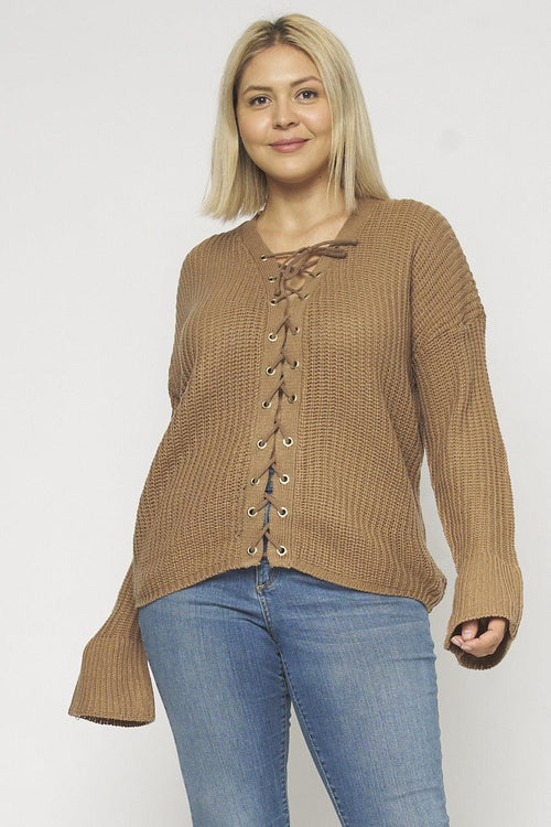 KARI CABLE-KNIT LACE-UP
