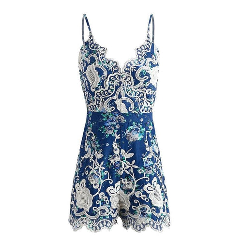 LACE EMBROIDERED FLORAL ROMPER