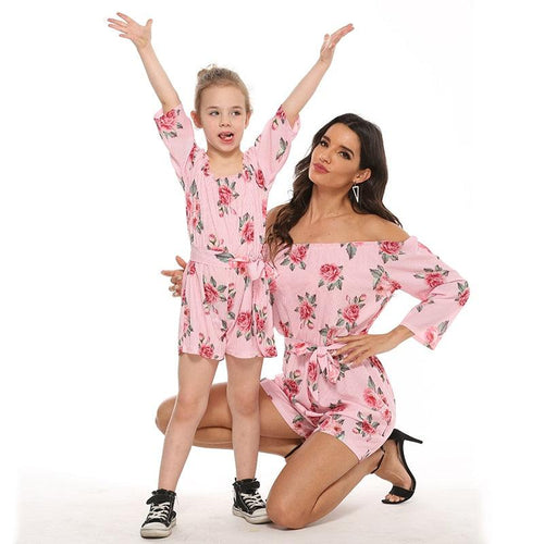 MOMMA & ME FLORAL ROMPER SET