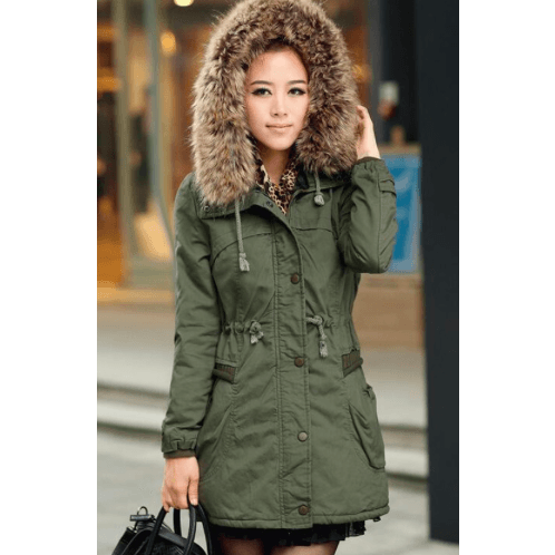 PARKA COAT WITH FAUX FUR LINING