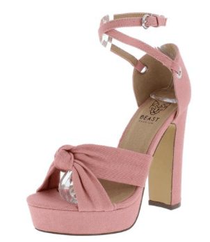 PINK KNOTTED PEEP TOE CROSS ANKLE STRAP HEEL