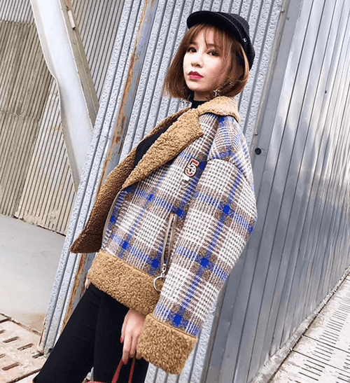 PLAID & PLAYFUL WOOL BLEND COAT