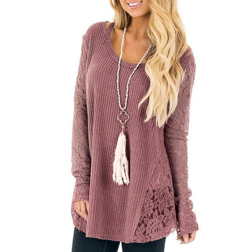 PULLOVER SWEATER WITH LACE SIDE INSERTS