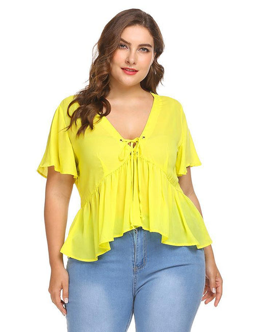 ROXANNE'S RUFFLE LACE-UP TOP