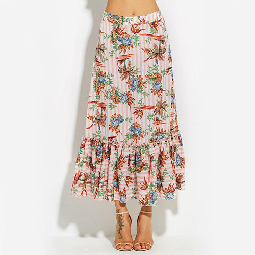 RUFFLE ME RIGHT FLORAL MAXI SKIRT