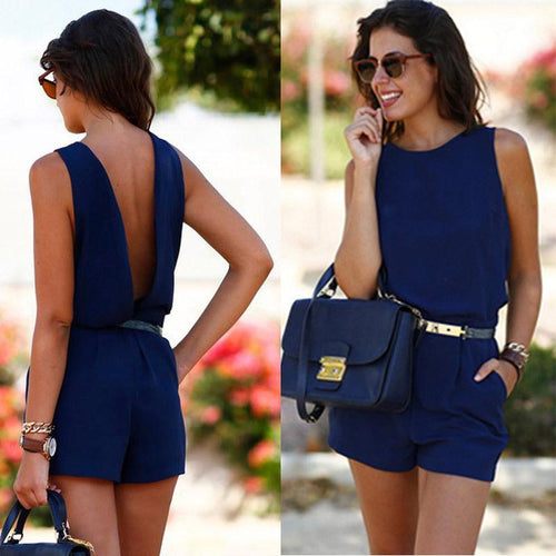 SIMPLE CHIC BACKLESS ROMPER