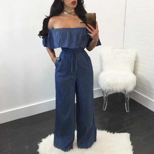 STRAPLESS DENIM JUMPSUIT