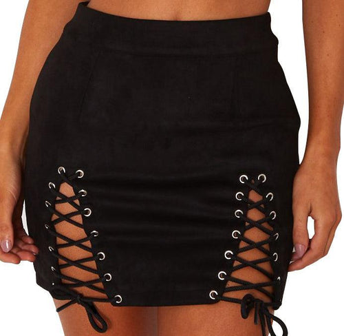 SUEDE LACE-UP MINI-SKIRT