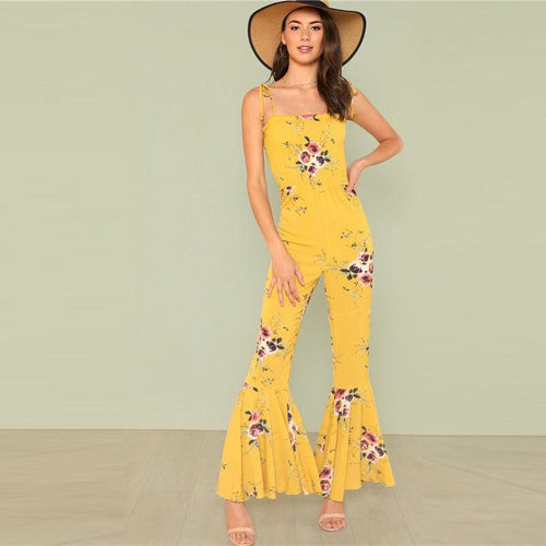 SUNNY SKIES & FLORAL FIELDS RUFFLED JUMPSUIT