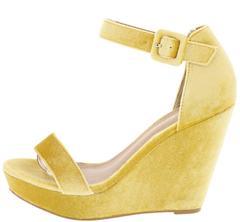 YELLOW VELVET WEDGES