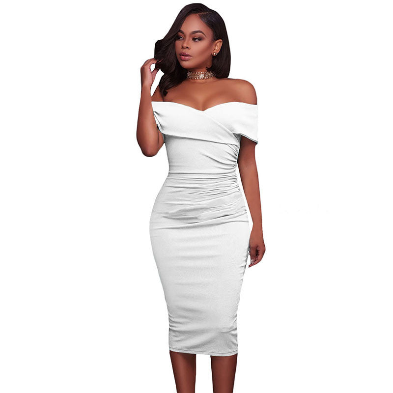 RUCHED OFF-THE-SHOULDER MIDI DRESS – B ANN'S BOUTIQUE, LLC